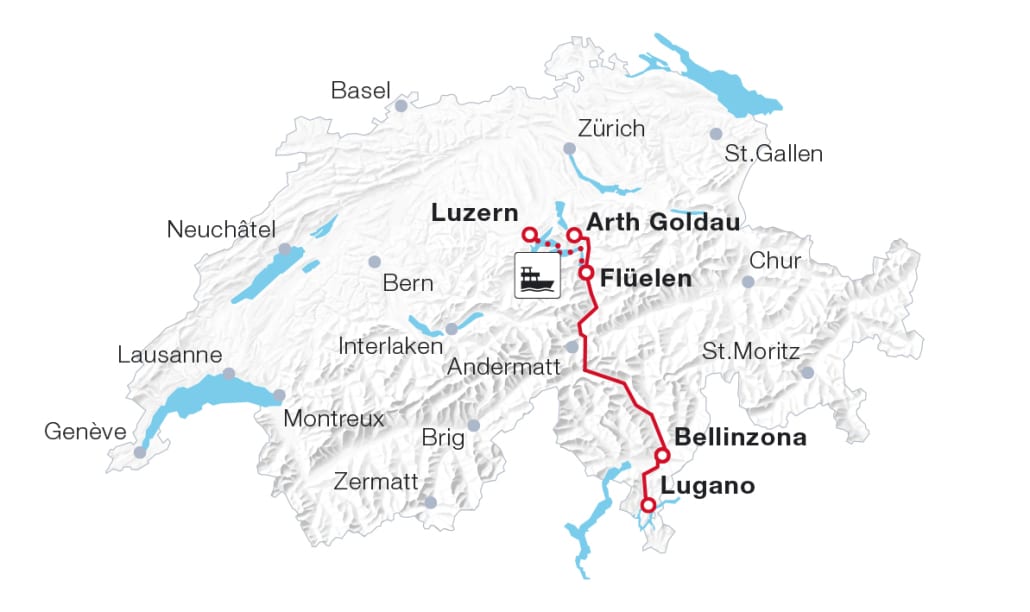 Map: Gotthard Panorama Express Map: Gotthard Panorama Express
