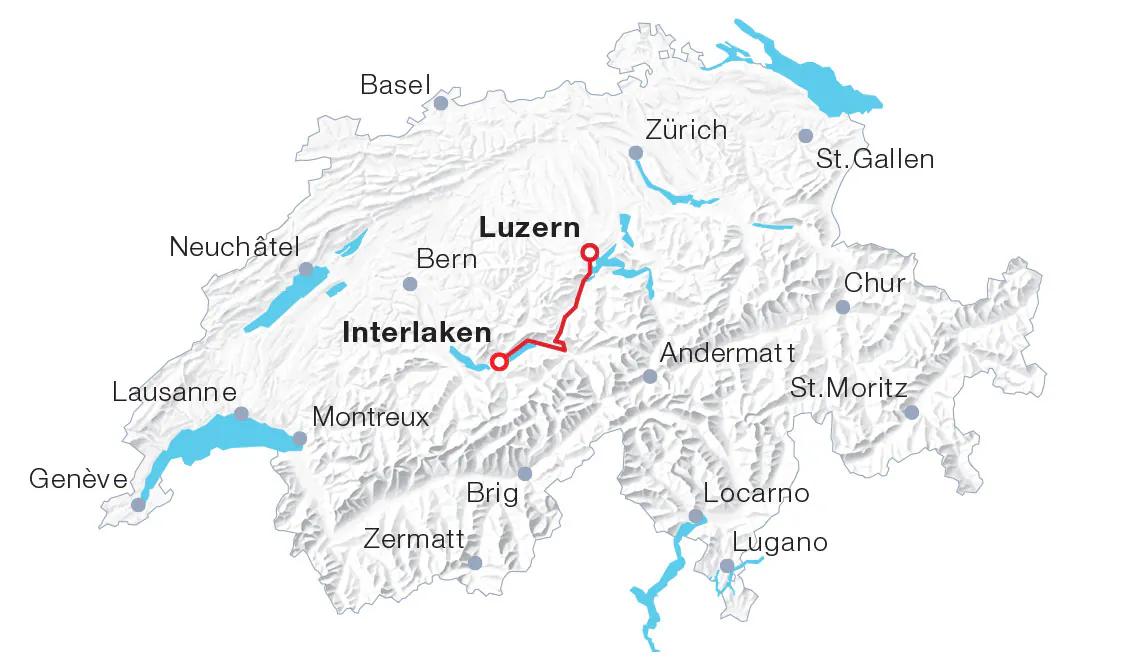 Map Luzern–Interlaken Express Map Luzern–Interlaken Express